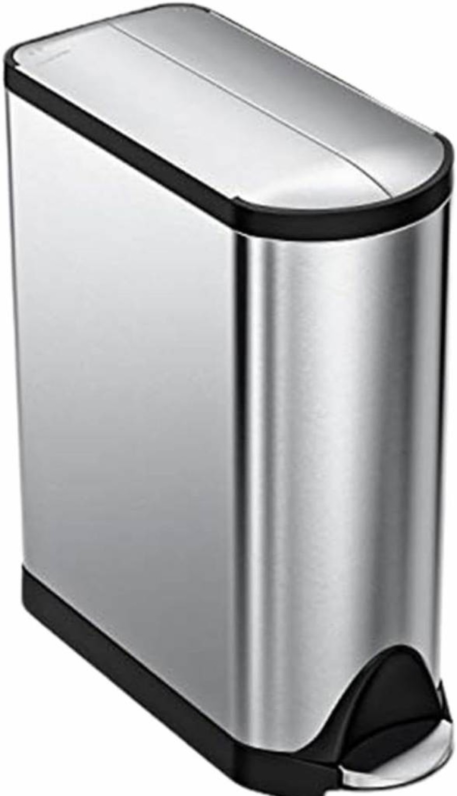 Simplehuman 10L / 2.6 Gallon White Steel Step Trash Can with Butterfly Lid for Bathroom