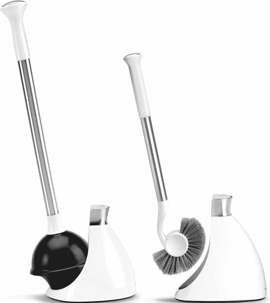 Simplehuman Stainless Steel Toilet Brush with Caddy - Sleek Black Design for Modern Bathrooms