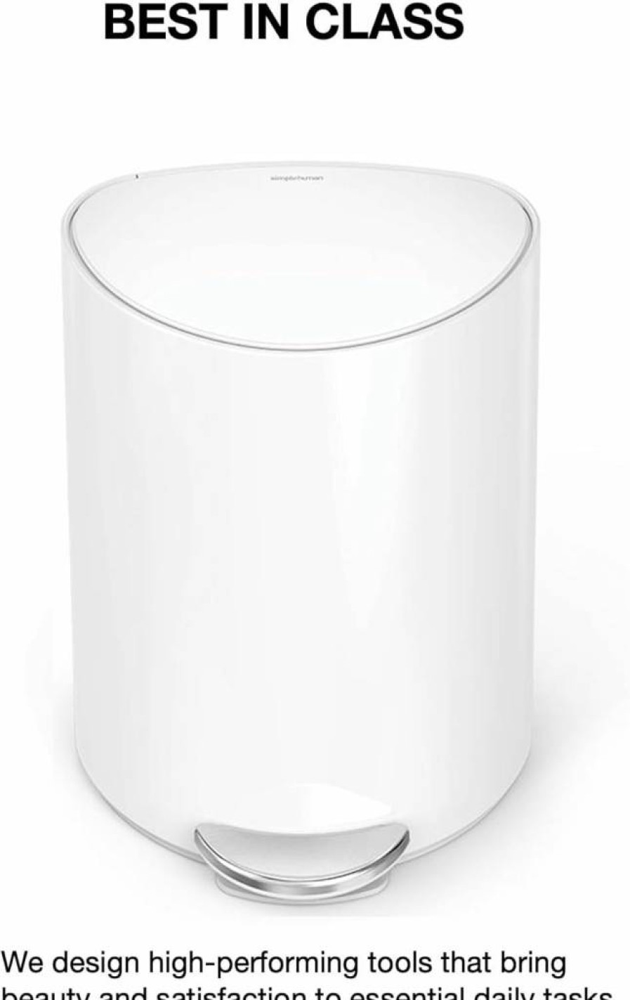 Simplehuman 6 Liter Semi-Round Step Trash Can in Brushed Stainless Steel, Sensor Lid, Kitchen Waste Bin