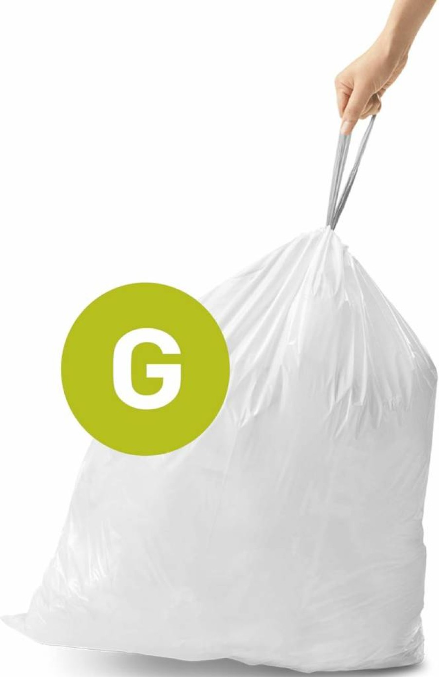 Simplehuman Code N Custom Fit Trash Bags - 60 Count Dispenser Pack, Drawstring Liners for 45-50 Liter/12-13 Gallon Bins, White