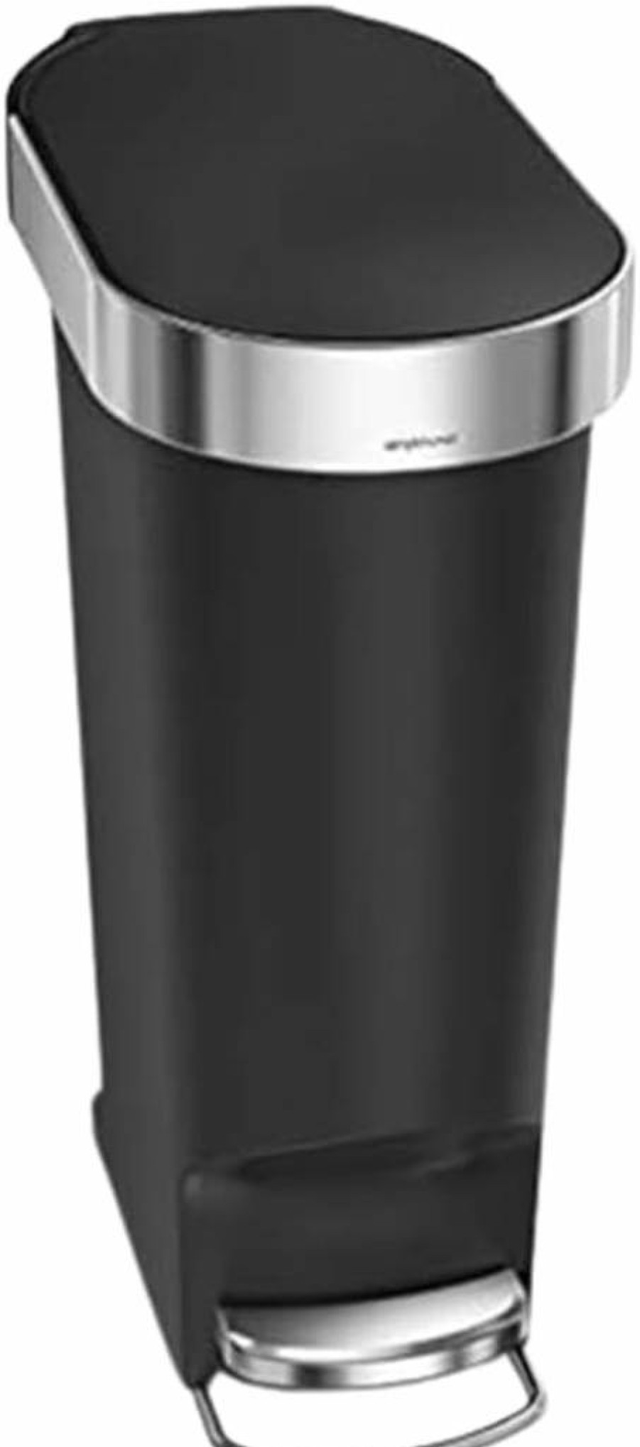 Simplehuman 10.6 Gallon Slim Step Trash Can with Liner Rim, Grey Plastic Kitchen Waste Bin