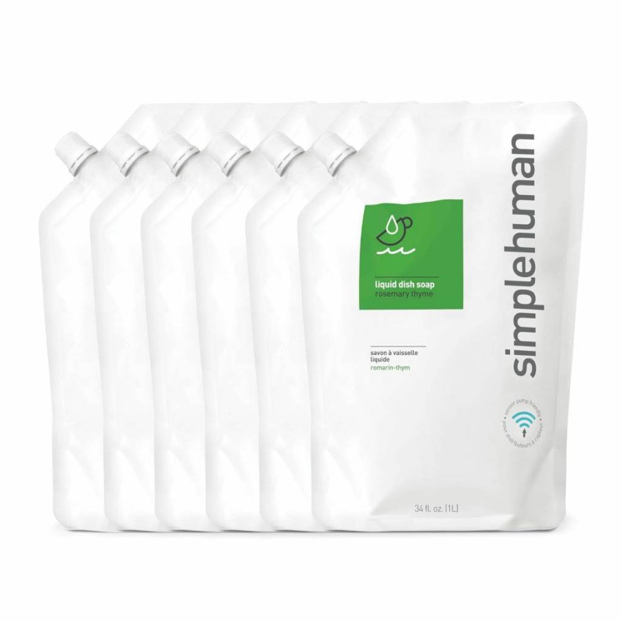 Simplehuman Lavender Moisturizing Liquid Hand Soap Refill Pouch - 34 Fl Oz (Pack of 6) | Hydrating Hand Wash for Dry Skin