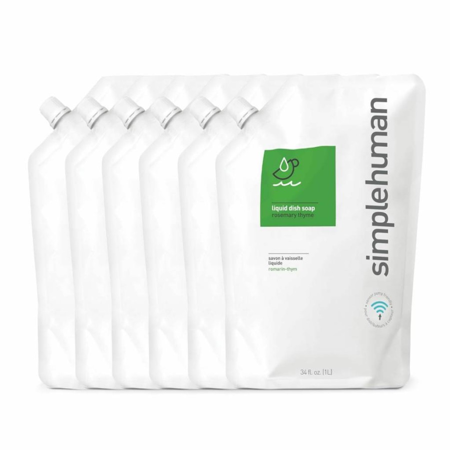 Simplehuman Geranium Scented Moisturizing Liquid Hand Soap Refill Pouch - 34 Fluid Ounces, 3-Pack (Floral Aroma, Skin Hydrating)