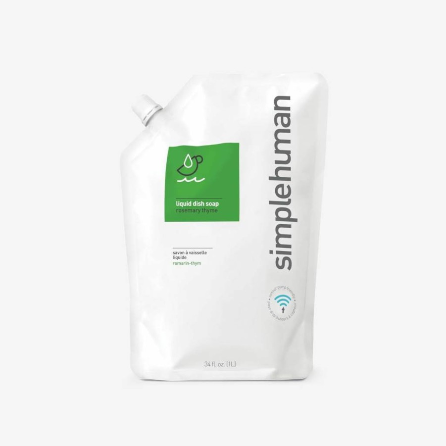 Simplehuman Geranium Scented Moisturizing Liquid Hand Soap Refill Pouch - 34 Fluid Ounces, 3-Pack (Floral Aroma, Skin Hydrating)