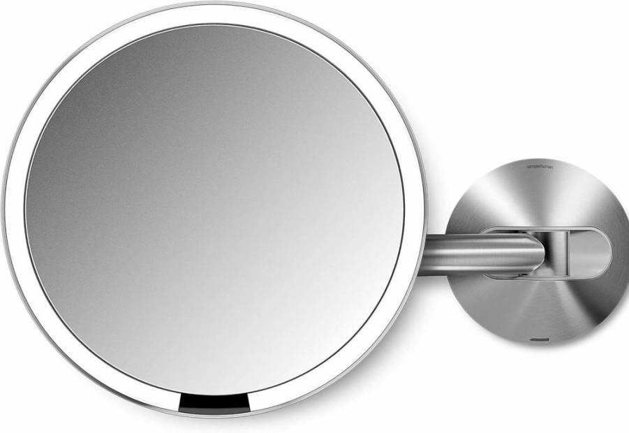 Simplehuman 8" Wall Mount Sensor Makeup Mirror with 5X Magnification, Hardwired 100-240V, Polished Stainless Steel