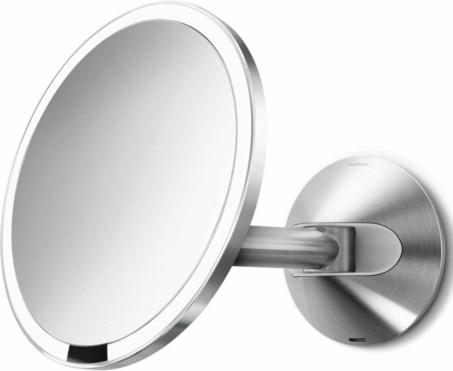 Simplehuman 8" Wall Mount Sensor Makeup Mirror with 5X Magnification, Hardwired 100-240V, Polished Stainless Steel