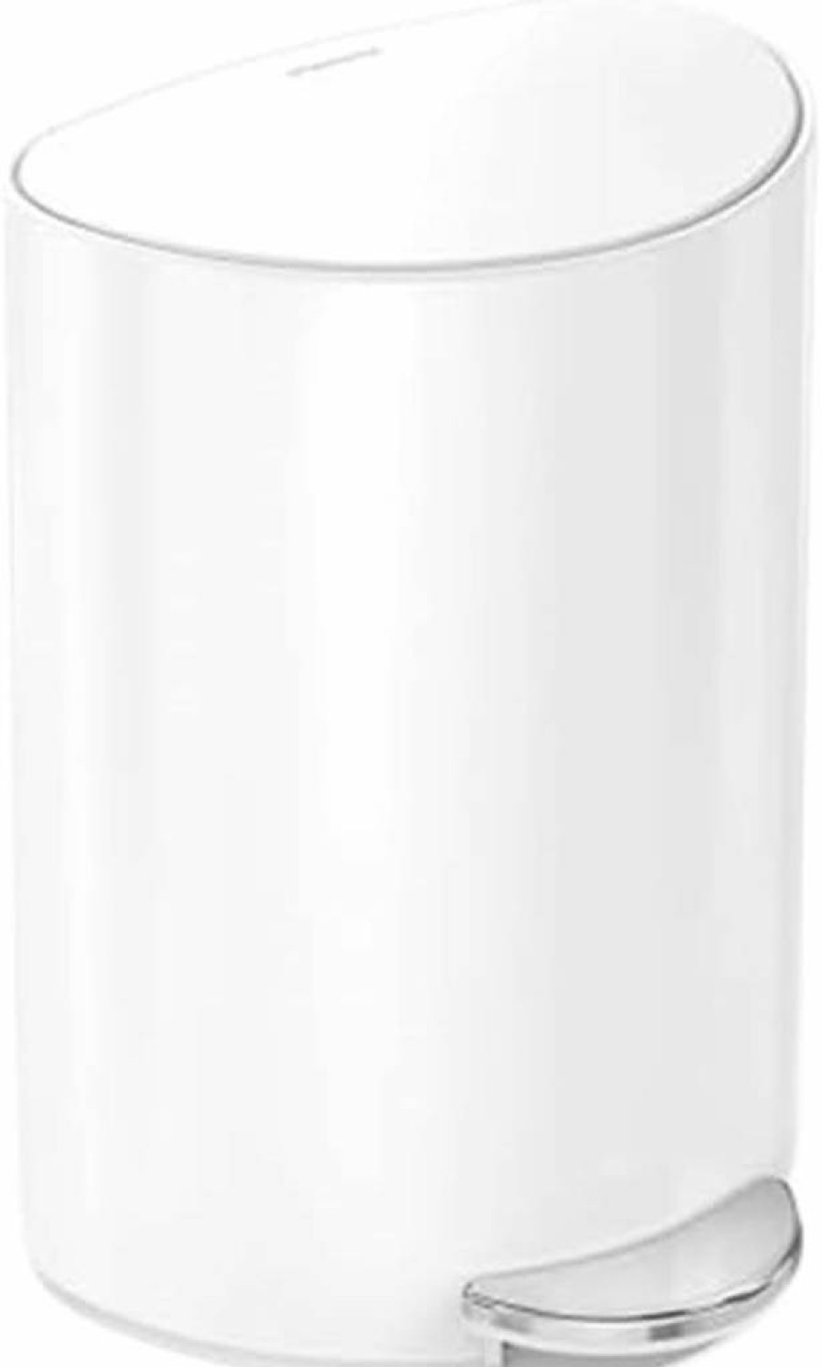 Simplehuman 6 Liter Semi-Round Step Trash Can, Stainless Steel, White Finish, Sensor Lid, Kitchen Waste Bin