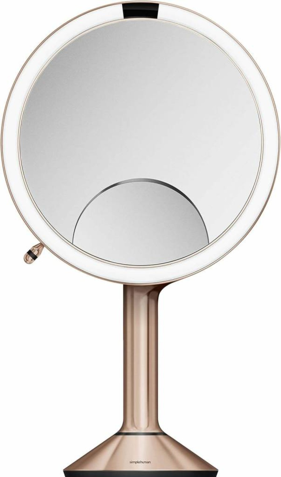 Simplehuman Sensor Mirror Trio - 20Cm Touch-Control LED Makeup Mirror with 10X, 5X, 1X Magnification, Dual Light Settings, Rechargeable, Brushed Stainless Steel