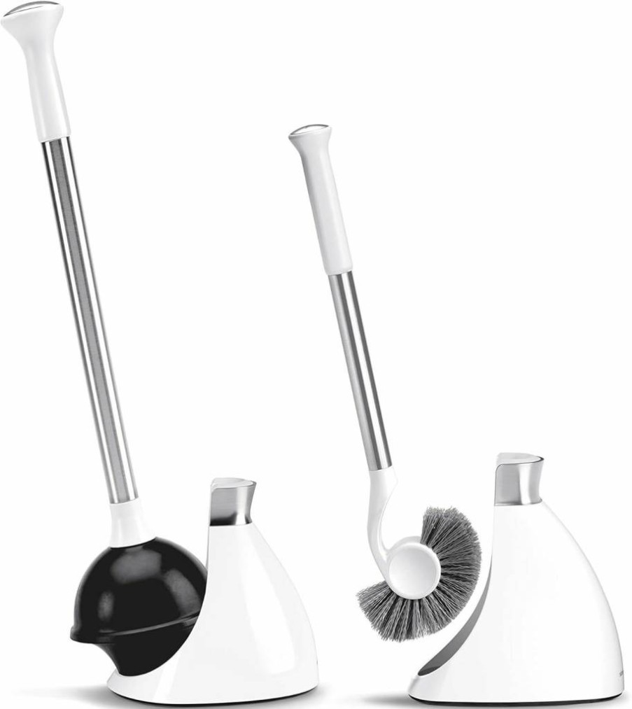 Simplehuman Stainless Steel Toilet Brush and Caddy Set in White – Durable and Hygienic Bathroom Cleaning Tool