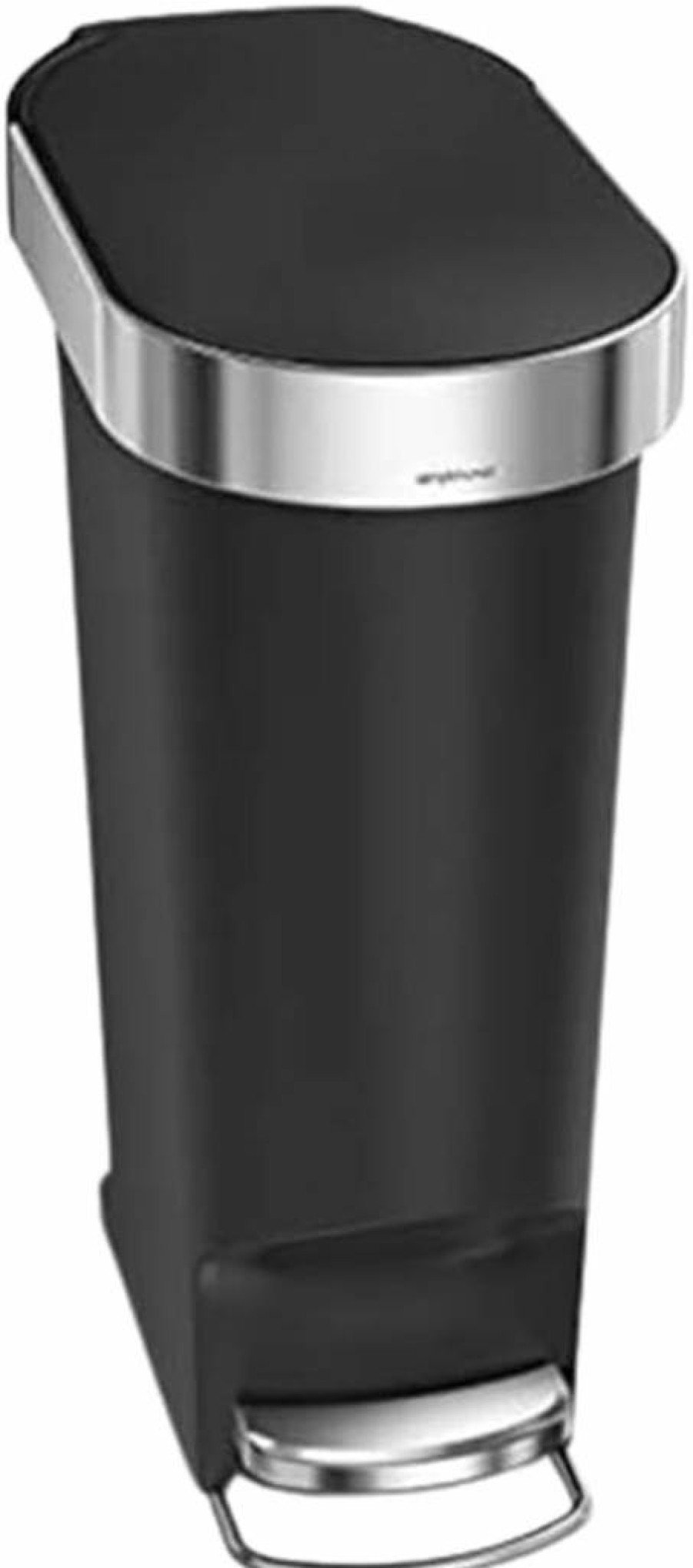 Simplehuman 12 Gallon Soft-Close Step Trash Can, 45L Rectangular Kitchen Waste Bin, Grey Plastic