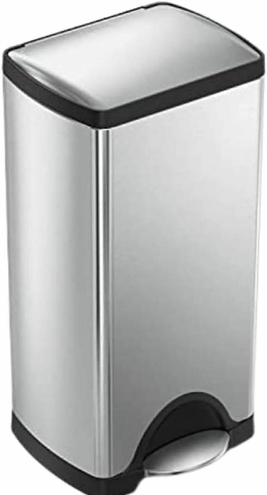 Simplehuman 13 Gallon Stainless Steel Step Trash Can for Kitchen, 50 Liter Rectangular Design, Brushed Finish
