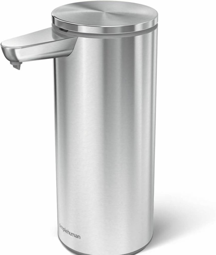 SimpleHuman 9 Oz. Rechargeable Automatic Sensor Soap Dispenser in Brass Stainless Steel – Touch-Free Hand Soap Pump