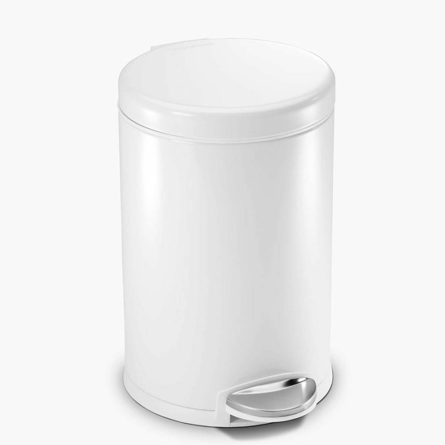 Simplehuman 4.5L Round Step Trash Can - Brushed Stainless Steel Bathroom Waste Bin, 1.2 Gallon