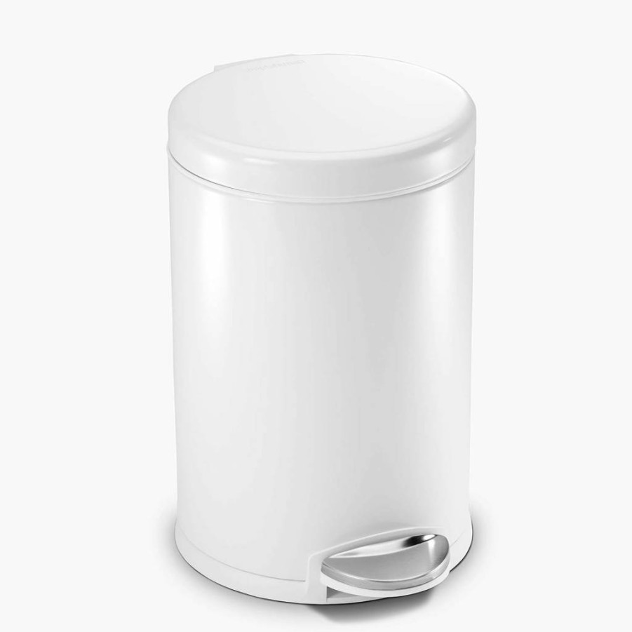 Simplehuman 4.5L Round Step Trash Can for Bathroom – Matte Black Waste Bin with Foot Pedal
