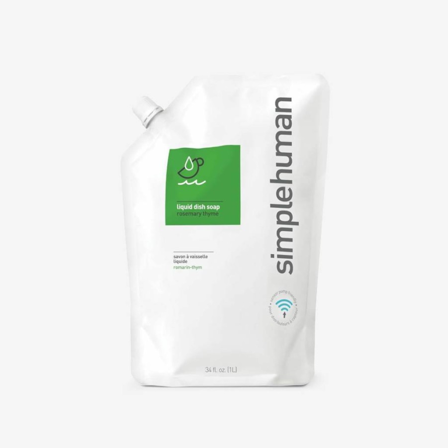 Simplehuman Cucumber Scented Moisturizing Liquid Hand Soap Refill Pouch, 34 Fluid Ounces (Pack of 6) | Hydrating & Eco-Friendly Soap Refills