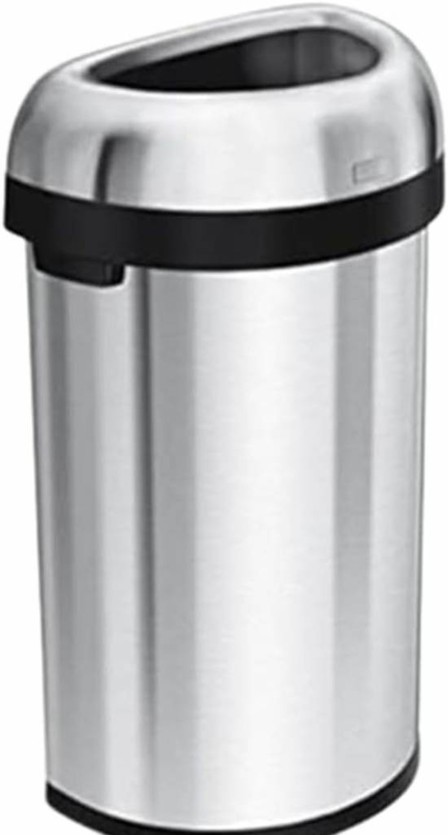 Simplehuman 60L / 15.9 Gal Commercial Heavy-Duty Brushed Stainless Steel Trash Can, Semi-Round Open Top Design