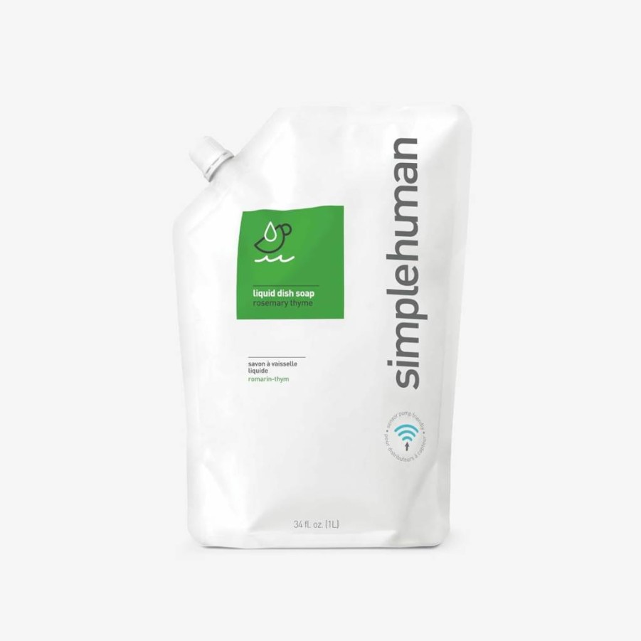 Simplehuman Mandarin Orange Scented Liquid Hand Soap Refill Pouch, 34 Ounce Moisturizing Hand Wash for Dispensers