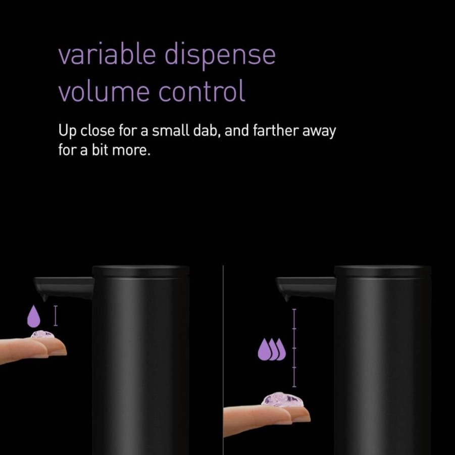 Simplehuman 9 Oz. Touch-Free Rechargeable Automatic Soap Dispenser in Matte Black – Sensor Liquid Soap Pump for Hands