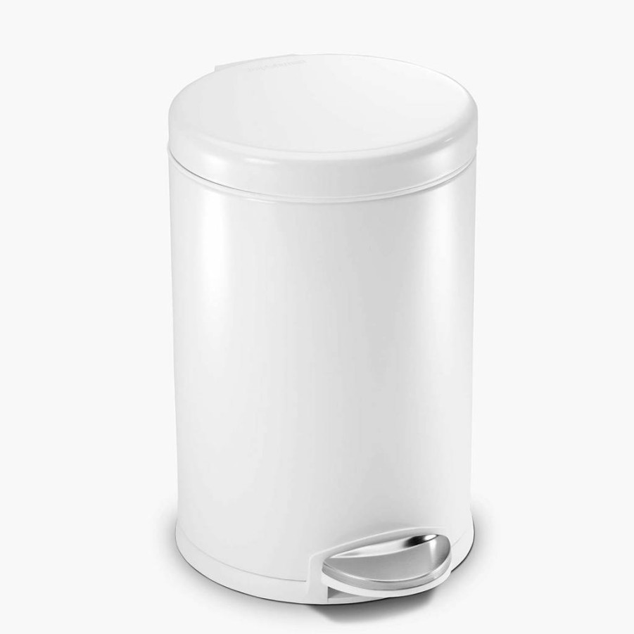 Simplehuman 4.5L Stainless Steel Bathroom Waste Bin, White - Sensor Can with Liner Pocket & Secure Lid
