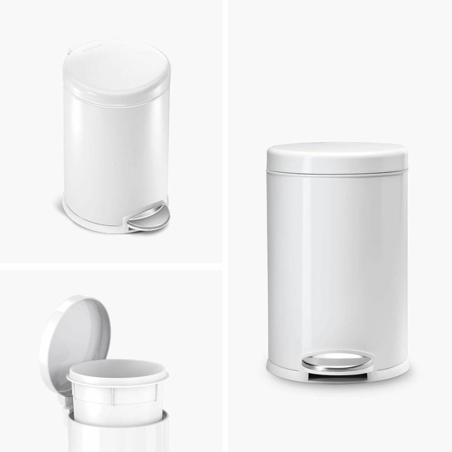 Simplehuman 4.5L Stainless Steel Bathroom Waste Bin, White - Sensor Can with Liner Pocket & Secure Lid