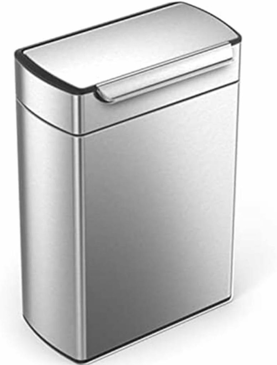 Simplehuman 12.7 Gallon Dual Compartment Stainless Steel Touch Bar Kitchen Trash Can with Recycling Bin
