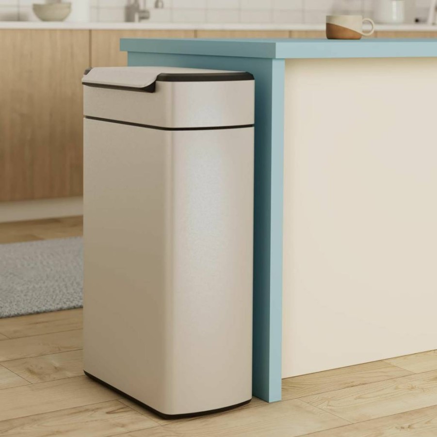 Simplehuman 12.7 Gallon Dual Compartment Stainless Steel Touch Bar Kitchen Trash Can with Recycling Bin