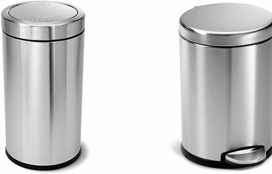 Simplehuman 55L Brushed Stainless Steel Commercial Step Trash Can, ADA Compliant 14.5 Gallon Swing Lid Bin for Office/Kitchen