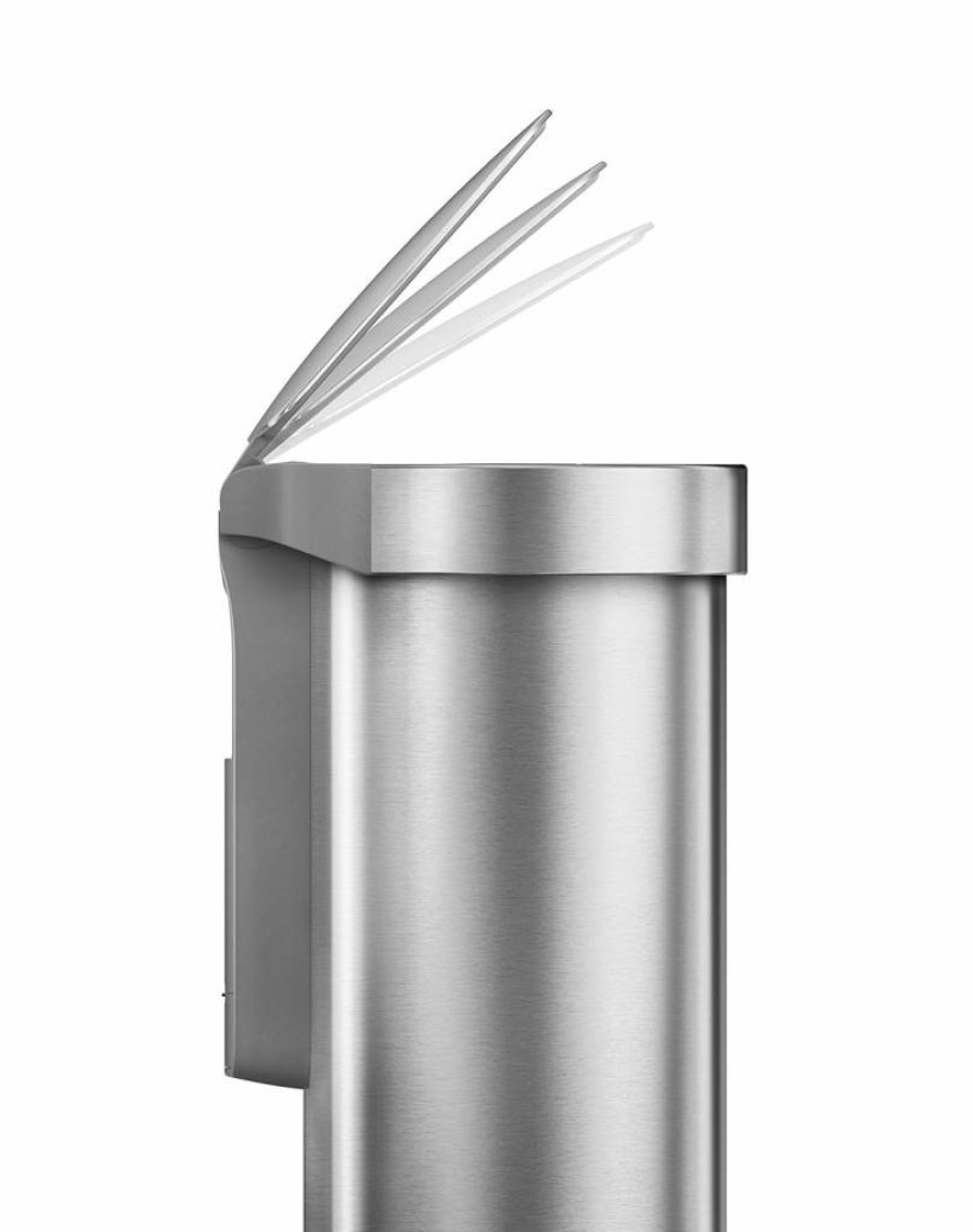 Simplehuman 60L Brushed Stainless Steel Hands-Free Kitchen Step Trash Can with Soft-Close Lid, Semi-Round Design