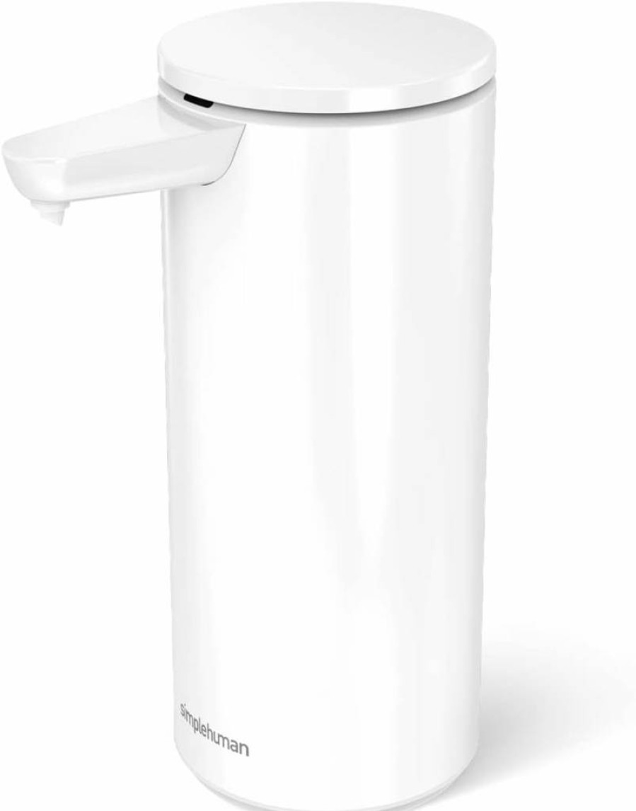 Simplehuman Cordless Rechargeable Touchless Automatic Soap Dispenser for Kitchen & Bathroom - White Stainless Steel Sensor Pump