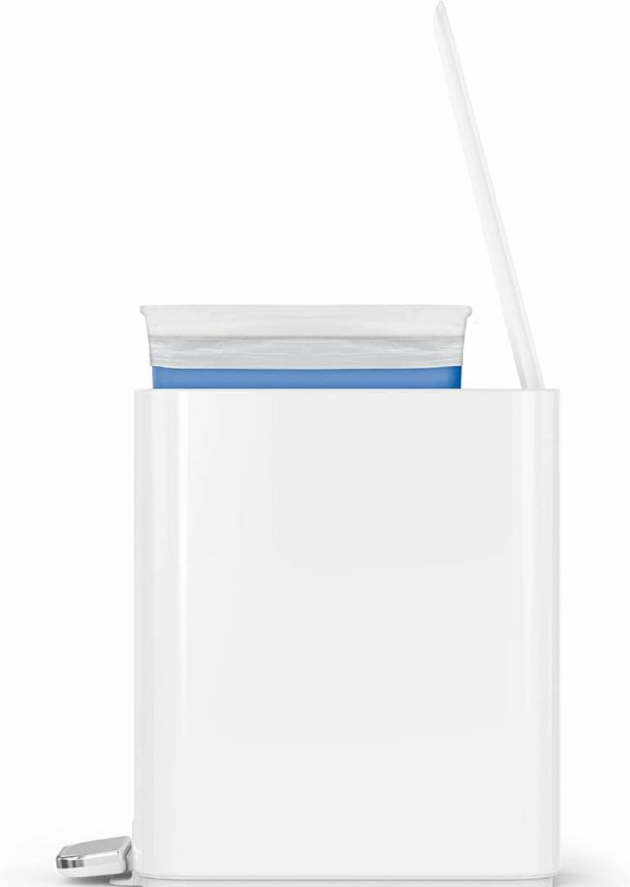 Simplehuman Brushed Stainless Steel Small Bathroom Trash Can with Lid - 5 Liter / 1.3 Gallon Waste Basket